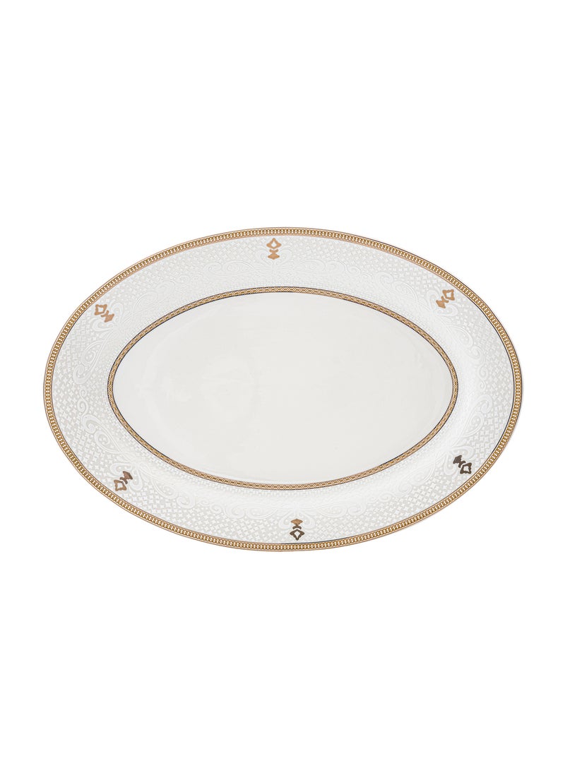 Shallow ZAYA New Bone China Oval Platter 36 cm – Large White Serving Platter for Hosting & Festive Dining, Elegant Tableware for Daily Use, Brunch, Ramadan, Eid, Diwali & Gifting - Image 1