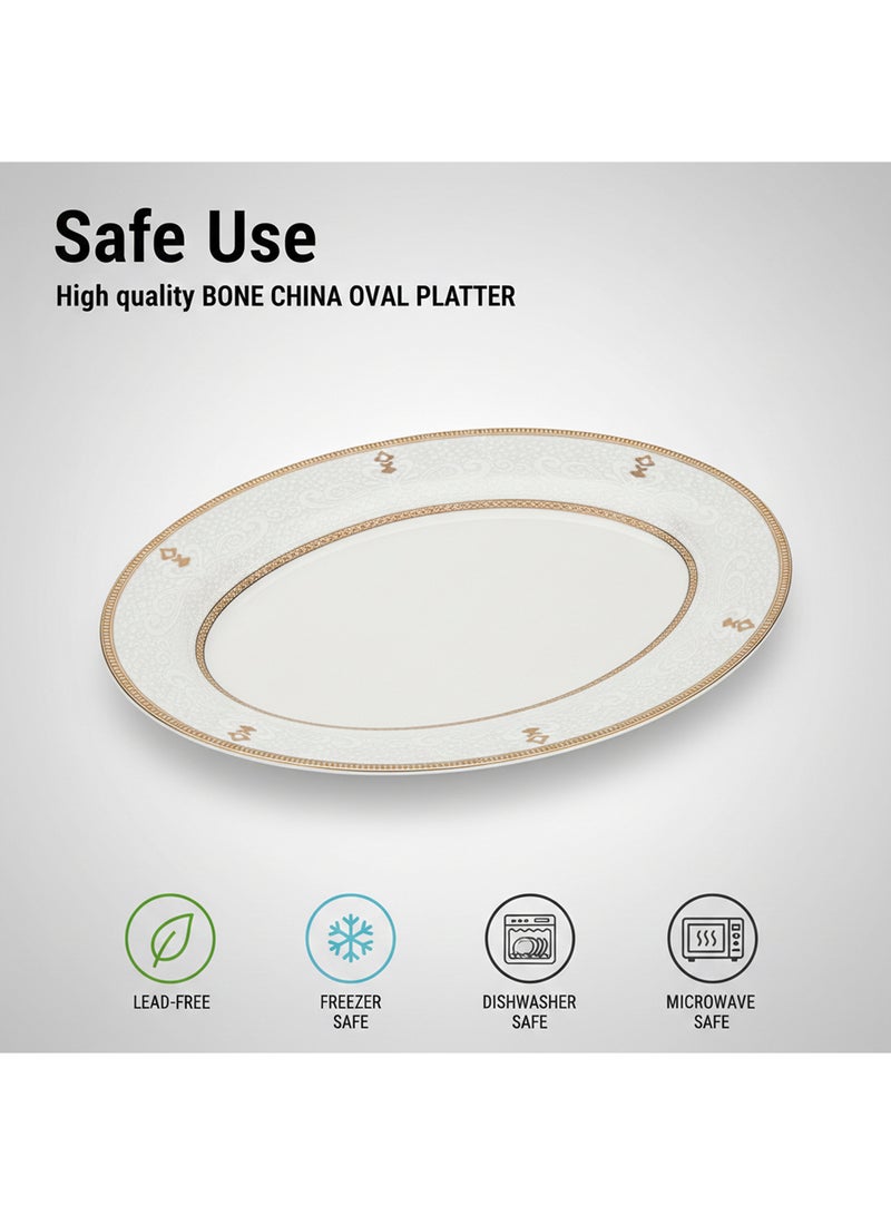 Shallow ZAYA New Bone China Oval Platter 36 cm – Large White Serving Platter for Hosting & Festive Dining, Elegant Tableware for Daily Use, Brunch, Ramadan, Eid, Diwali & Gifting - Image 5