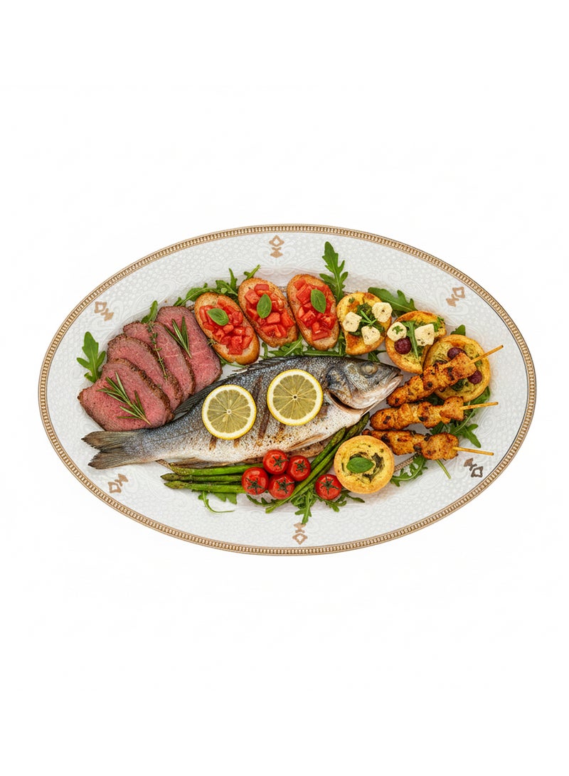 Shallow ZAYA New Bone China Oval Platter 36 cm – Large White Serving Platter for Hosting & Festive Dining, Elegant Tableware for Daily Use, Brunch, Ramadan, Eid, Diwali & Gifting - Image 4