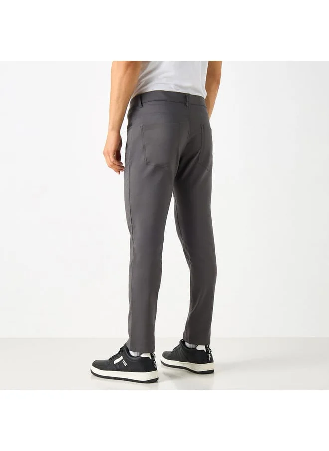 Iconic Iconic Solid Slim Fit Pants with Pockets