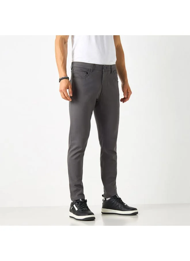 Iconic Iconic Solid Slim Fit Pants with Pockets