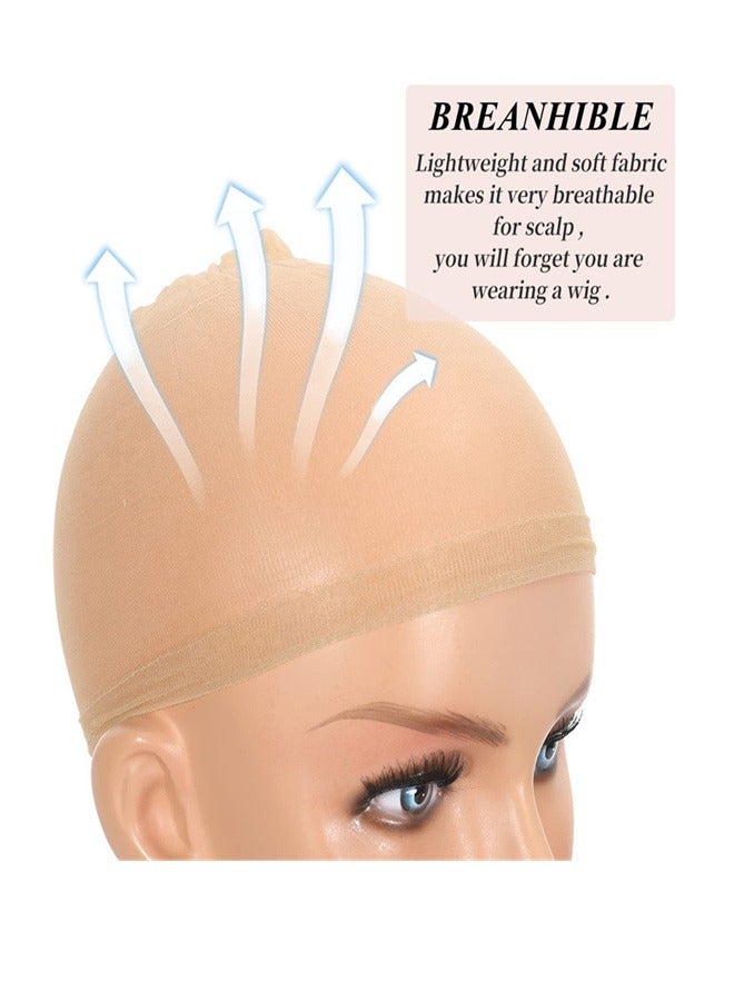 Generic New fashionable wig cap, 4-piece invisible transparent breathable ultra-thin elastic sock cap, suitable for lace front wigs - Image 4