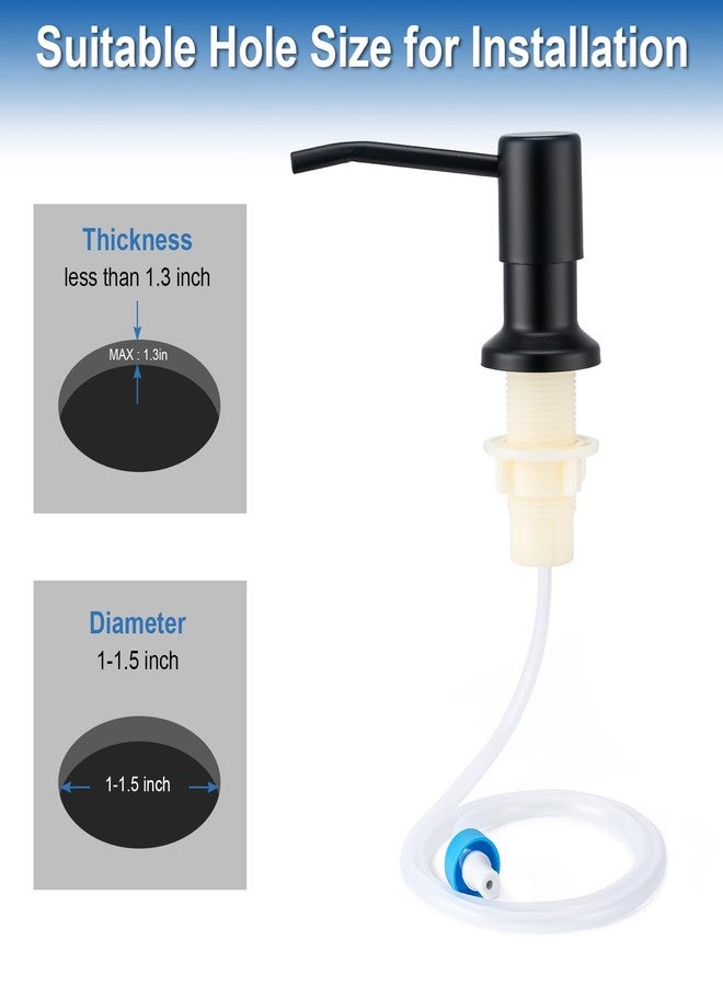 Husfunov Soap Dispenser for Kitchen Sink, Built in Sink Soap Dispenser (Matte Black), Countertop Dish Soap Dispenser Stainless Steel Pump with 47" Extension Tube kit, No Need to Frequent Refills - Image 5