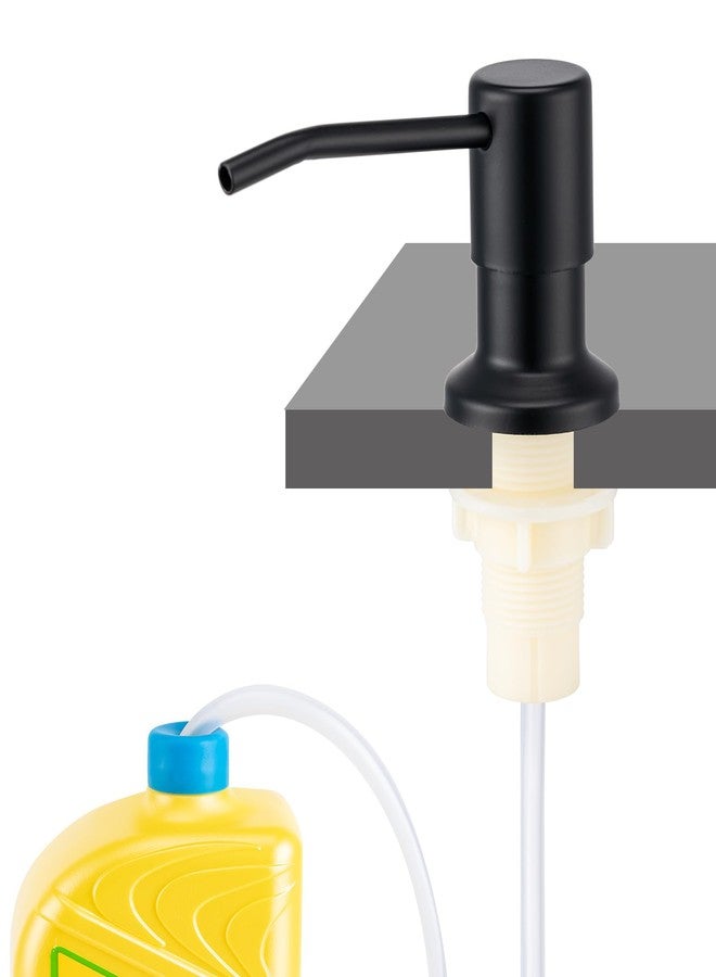 Husfunov Soap Dispenser for Kitchen Sink, Built in Sink Soap Dispenser (Matte Black), Countertop Dish Soap Dispenser Stainless Steel Pump with 47" Extension Tube kit, No Need to Frequent Refills - Image 1