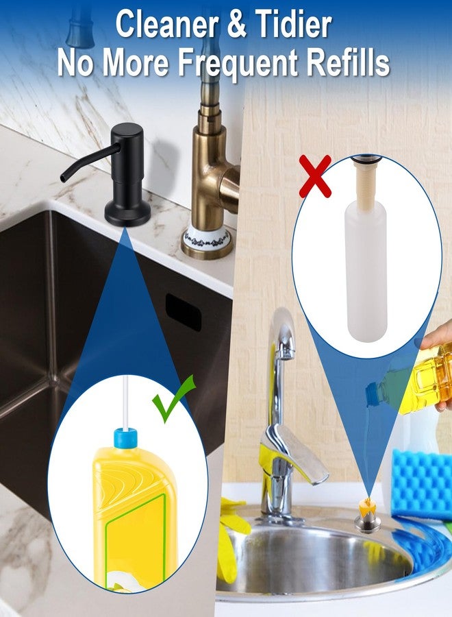Husfunov Soap Dispenser for Kitchen Sink, Built in Sink Soap Dispenser (Matte Black), Countertop Dish Soap Dispenser Stainless Steel Pump with 47" Extension Tube kit, No Need to Frequent Refills - Image 2
