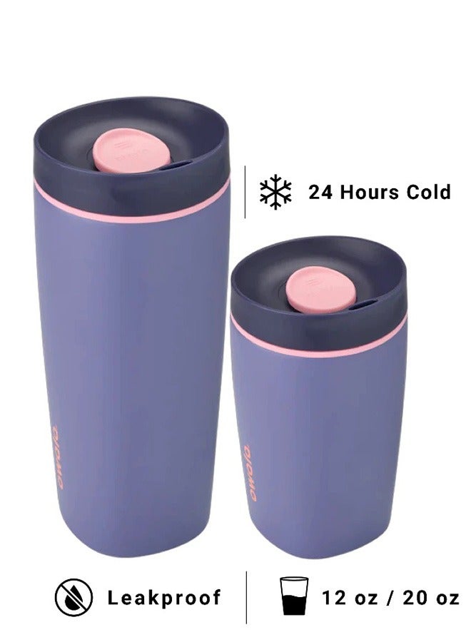 كوب قهوة SmoothSip Slider المعزول من الفولاذ المقاوم للصدأ، سعة ٢٠ أونصة/١٢ أونصة، كوب قهوة مثلجة قابل لإعادة الاستخدام، كوب قهوة ساخنة للسفر، خالٍ من مادة BPA - Image 1