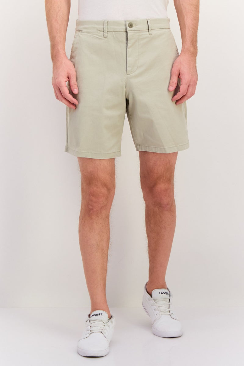 GAP Men Plain 8 Inches Basic Shorts, Stone - Image 1