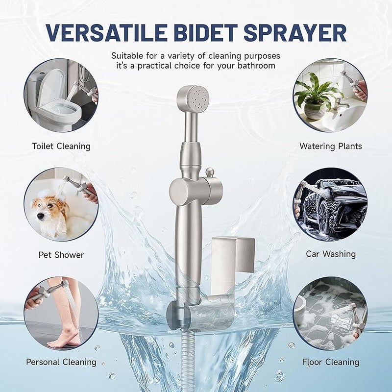 Green Spring Nickel Handheld Bidet Sprayer Attachment for Toilet Brass Cloth Diaper Sprayer Bidets for Attachment Toilet with Adjustable Length Spray Heads - Image 4