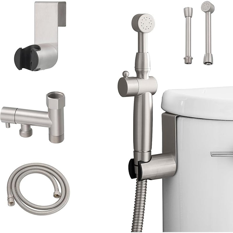 Green Spring Nickel Handheld Bidet Sprayer Attachment for Toilet Brass Cloth Diaper Sprayer Bidets for Attachment Toilet with Adjustable Length Spray Heads - Image 1