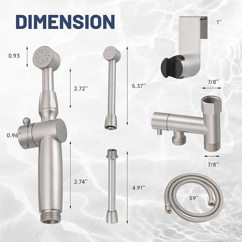 Green Spring Nickel Handheld Bidet Sprayer Attachment for Toilet Brass Cloth Diaper Sprayer Bidets for Attachment Toilet with Adjustable Length Spray Heads - Image 2