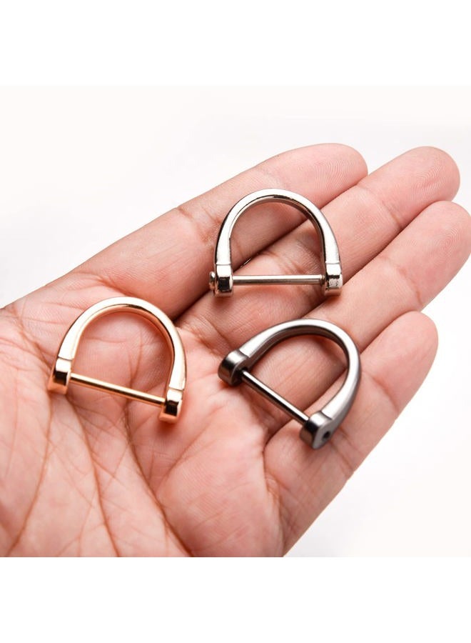 TiSuit 15pcs D-Rings Screw in Shackle Horseshoe U Shape D Ring Screw in Shackle Semicircle with Screwdriver DIY Leather Strap Craft Purse Replacement (Black) - Image 4