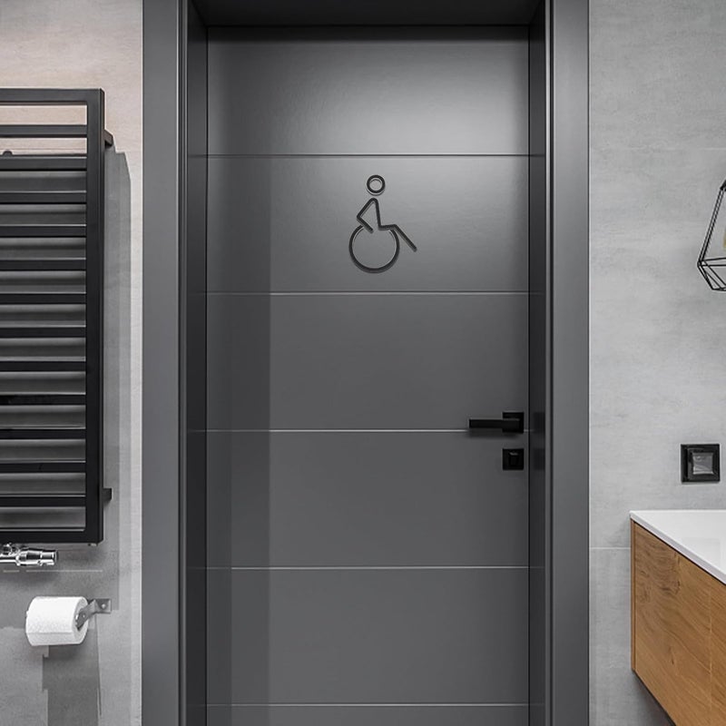 Generic Acrylic Disabled Wheelchair Sign for Washroom Door, Black Frosted Handicap Bathroom Sign, Accessible Toilet Indicator for Restroom Safety Compliance - Image 5