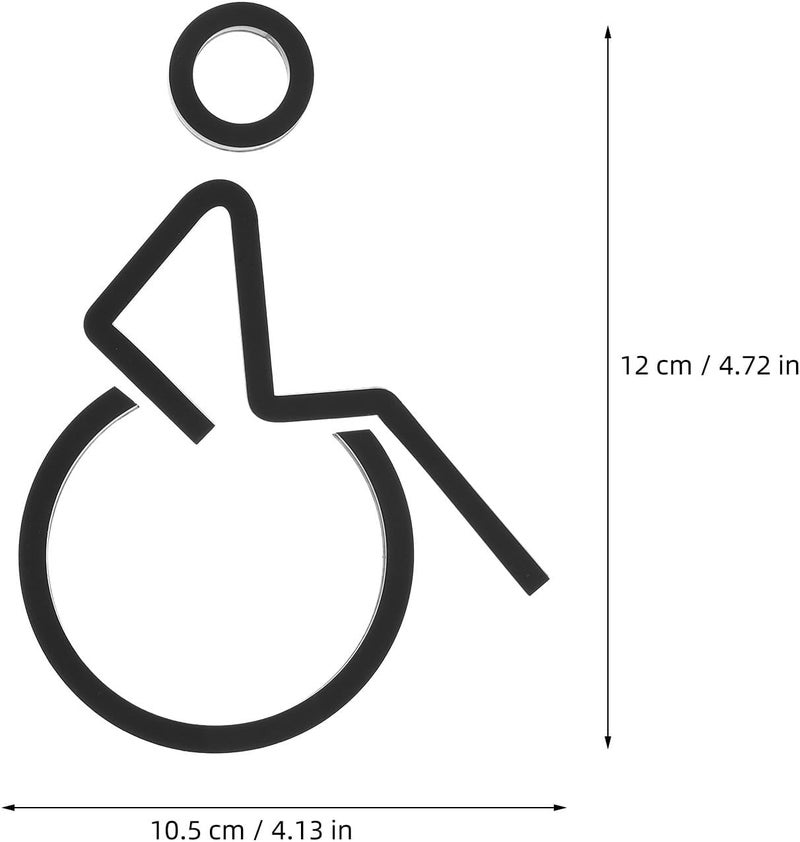 Generic Acrylic Disabled Wheelchair Sign for Washroom Door, Black Frosted Handicap Bathroom Sign, Accessible Toilet Indicator for Restroom Safety Compliance - Image 2