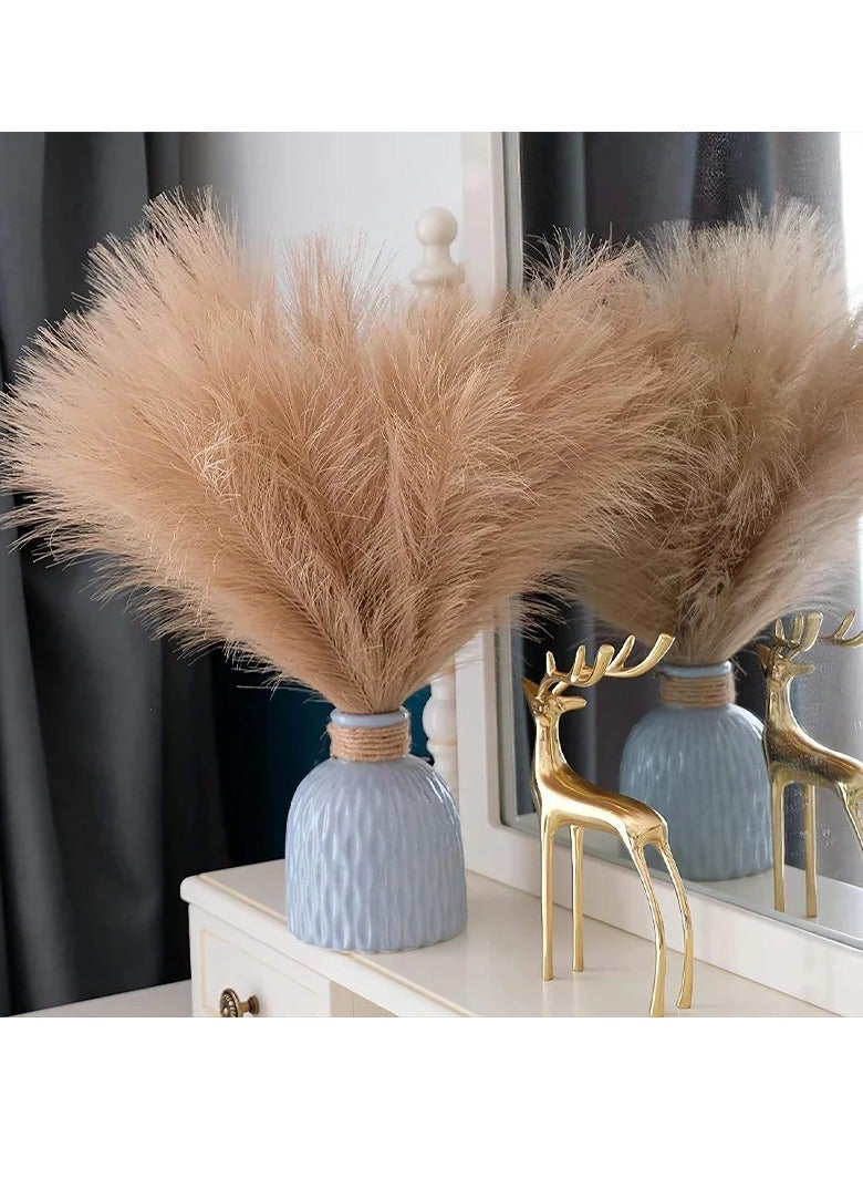 AROAQ Artificial Fluffy Pampas Grass, Elegant Fake Flower Boho Decor, Durable Artificial Flowers For Vase Filler Farmhouse Diy Room Home Wedding Decor, Beige 10pcs  - Image 2