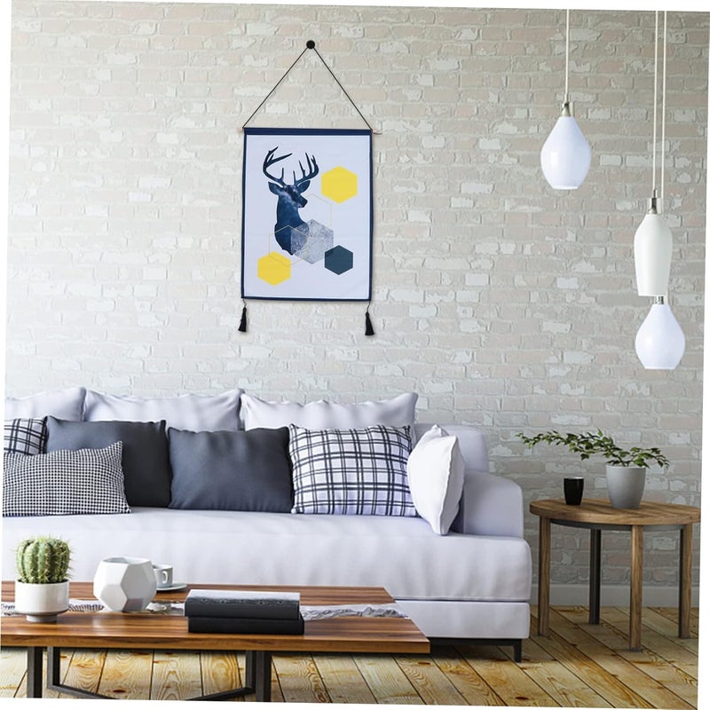klarako Prop Tassel Animal Prints Teak with Painting Abstract Party Mural Wood Year Bedroom Xmas Christmas Art Livingroom Geometric Dorm Cloth Photography Hanging Reindeer Wall - Image 4