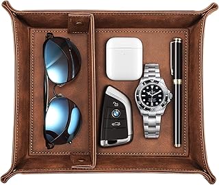 SITHON Valet Tray Desktop Storage Organizer Ã¢â‚¬â€œ Removable 2 Compartments Catchall Tray Bedside Vanity Tray - Image 1