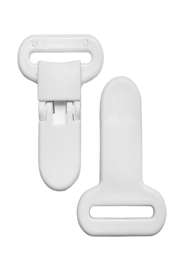 Langmeil 100piece 25mmRibbon Pacifier Plastic Suspender Clips for DIY Teething Toys Baby Blankets Dummy Bib Leash, White - Image 1