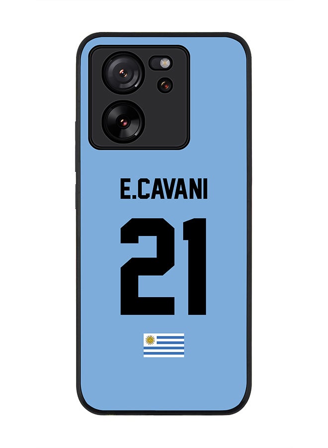 Stylizedd Rugged Black Edge case for Xiaomi 13T / Xiaomi 13T Pro,Slim fit Flexible Cover - Football Team - Uruguay , Player Name - E.Cavani - Image 1