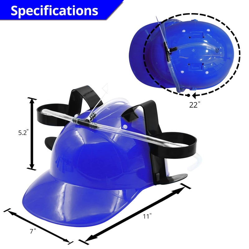 Novelty Place خوذة شرب نوفيلتي بليس - قبعة حامل علب قابلة للتعديل - قبعة شرب - قشة للبيرة أو الصودا - أدوات مشروبات ممتعة للحفلات (زرقاء) - Image 5