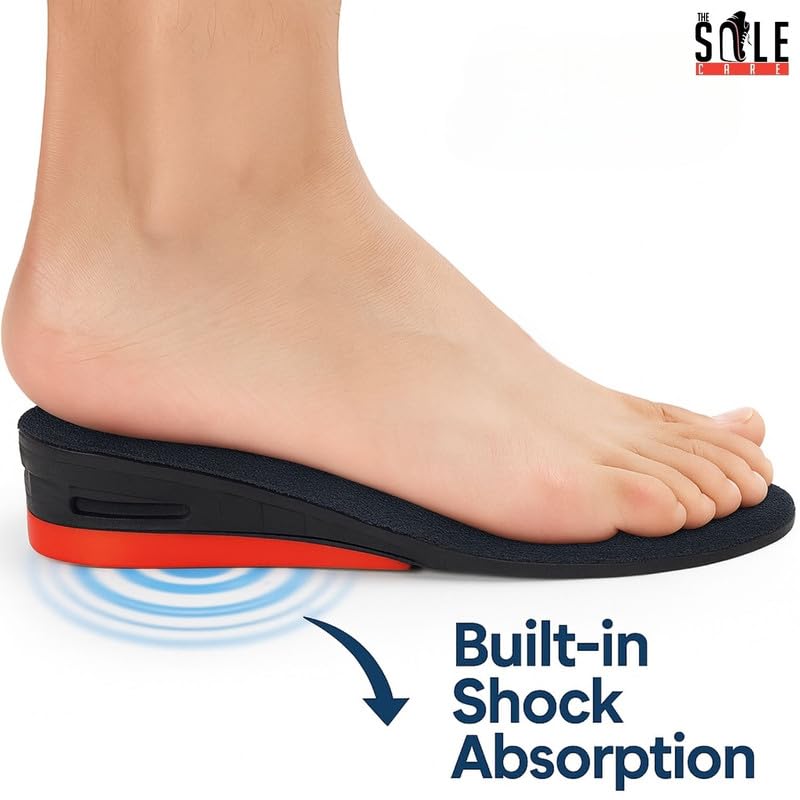 Royalkart The Sole Care Height Increasing Insoles for Men & Women | Up to 5CM Heel Lift | Full-Length Orthotic Shoe Inserts | Trimmable, Anti-Slip, Shock Absorbing, Odour Free (Black) - Image 5