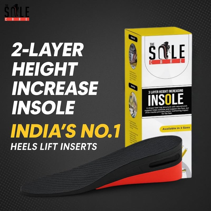 Royalkart The Sole Care Height Increasing Insoles for Men & Women | Up to 5CM Heel Lift | Full-Length Orthotic Shoe Inserts | Trimmable, Anti-Slip, Shock Absorbing, Odour Free (Black) - Image 2