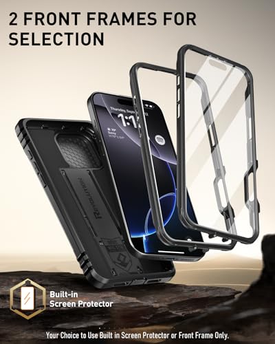 Poetic Revolution Case for iPhone 16 Pro Max 6.9 inch, [Slide Camera Cover], Full-Body Military Grade Rugged Shockproof Cover with Kickstand and Built-in-Screen Protector, Black - Image 5