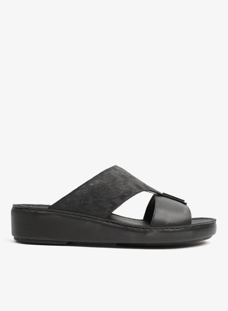 UOMO CAVALIER ULTRA COMFORTABLE MODERN LEATHER SANDALS BLACK