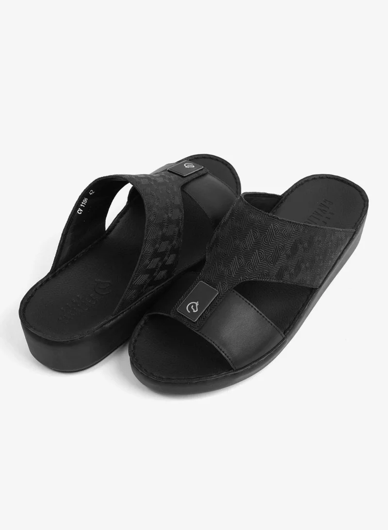 اومو كافالير UOMO CAVALIER ULTRA COMFORTABLE MODERN LEATHER SANDALS BLACK