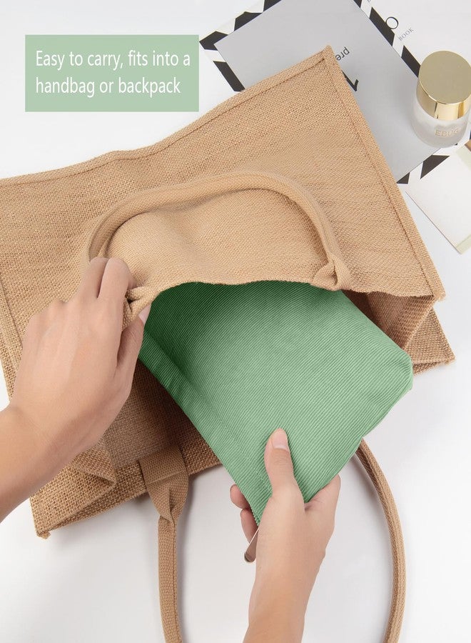 FITDON 2PCS Cosmetic Bags for Women Makeup Bag for Purse Small Corduroy Makeup Pouch Travel Make Up Bag with Zipper Toiletry Bag Organizer, Lightgreen - Image 5