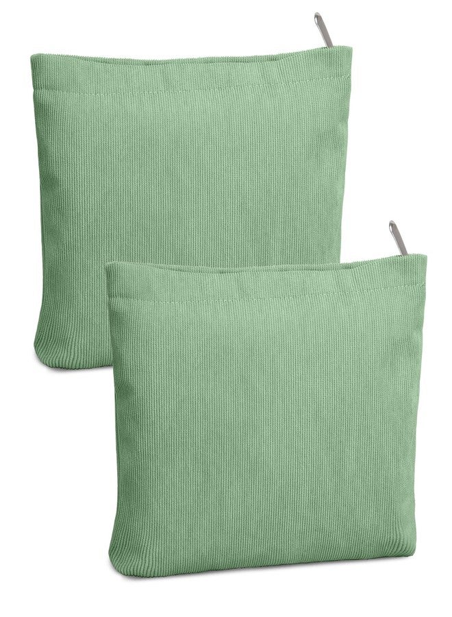 FITDON 2PCS Cosmetic Bags for Women Makeup Bag for Purse Small Corduroy Makeup Pouch Travel Make Up Bag with Zipper Toiletry Bag Organizer, Lightgreen - Image 1