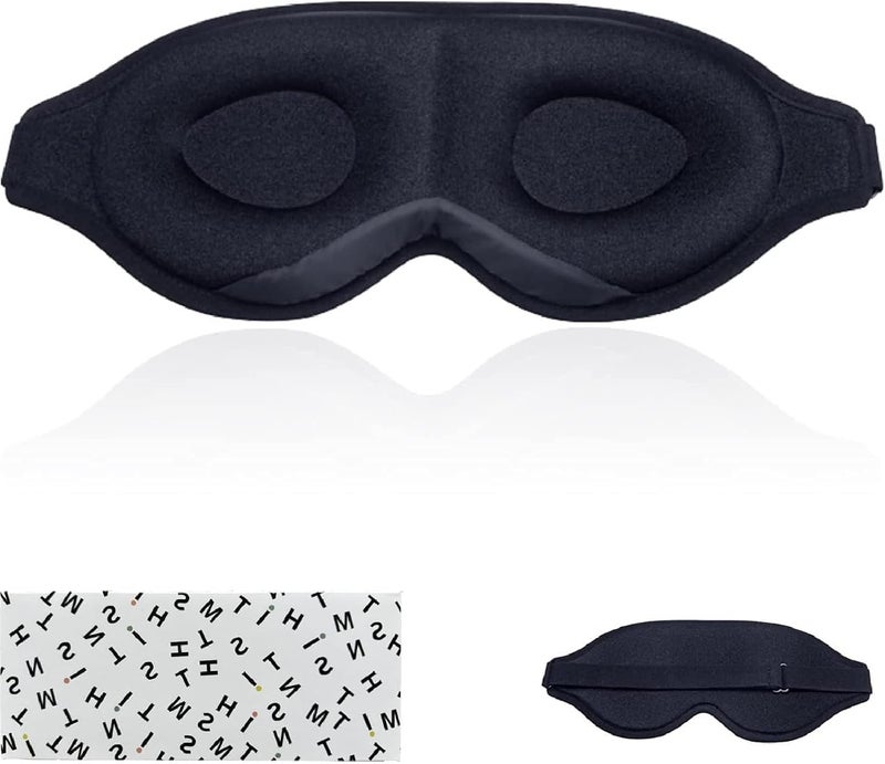 3D Contoured Cup Sleep Eye Mask - Black - Image 1
