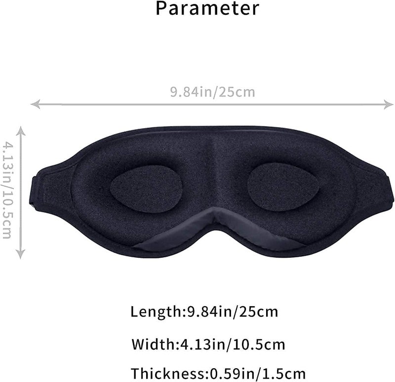 3D Contoured Cup Sleep Eye Mask - Black - Image 2