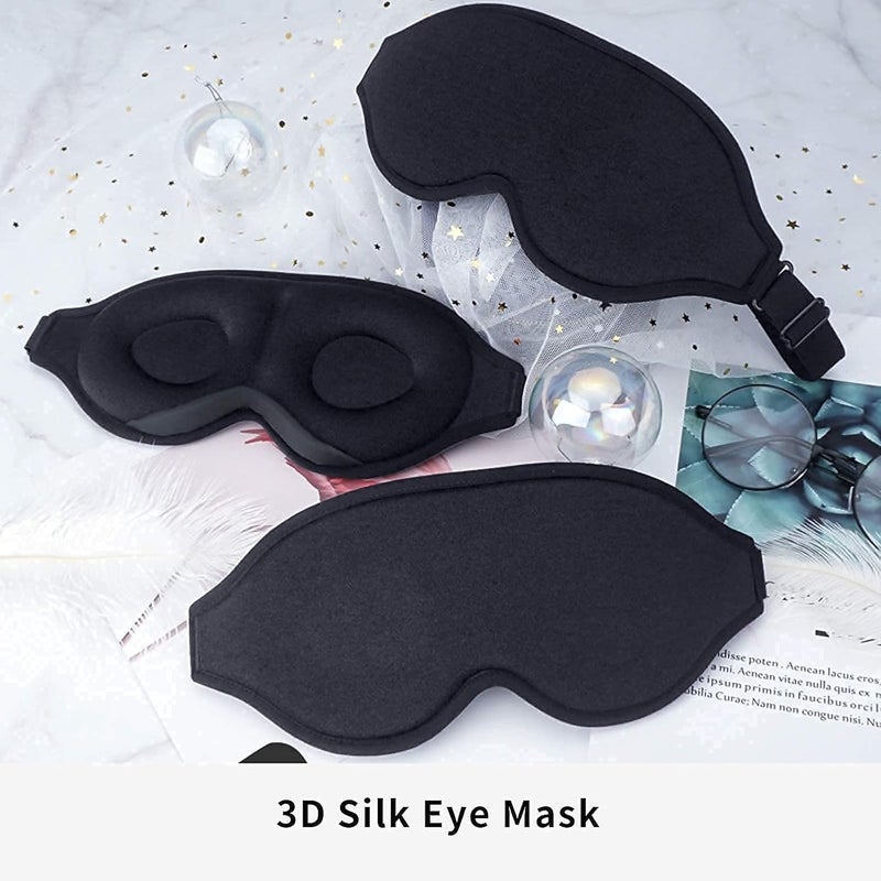 3D Contoured Cup Sleep Eye Mask - Black - Image 5