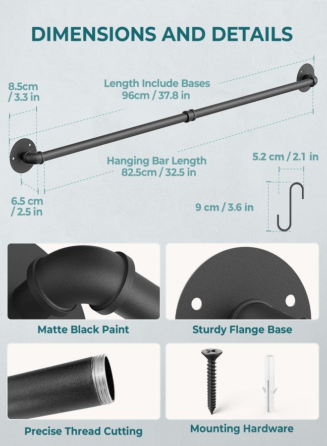 OROPY 38 inch Pot Bar Rack Wall Mounted Detachable Pans Hanging Rail Kitchen Lids Utensils Hanger with 14 S Hooks Black - Image 4