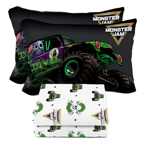 Sunny Side Up Monster Jam Grave Digger Full Sheet Set 4 Piece Kids Bedding Set Includes Pillow Cover Super Soft Microfiber Sheets - Image 1