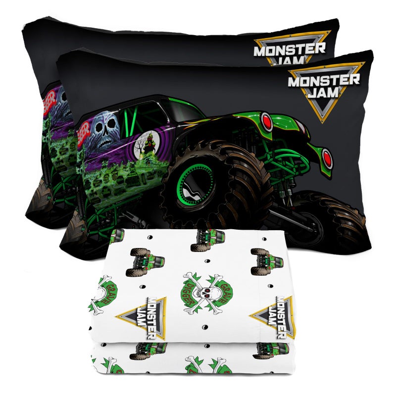 Sunny Side Up Monster Jam Grave Digger Full Sheet Set 4 Piece Kids Bedding Set Includes Pillow Cover Super Soft Microfiber Sheets - Image 2