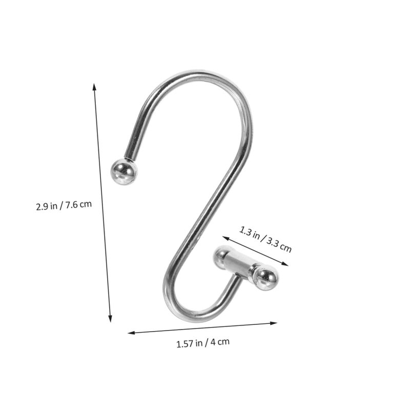 Shower Metal Curtain Hooks 12 Pack Rust Resistant Easy Install Bathroom - Image 3