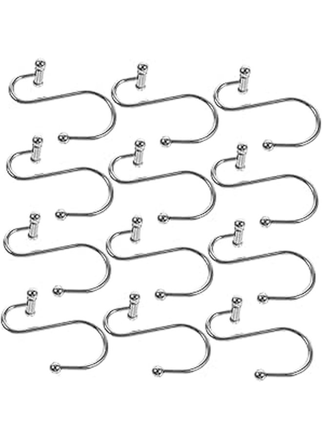 Shower Metal Curtain Hooks 12 Pack Rust Resistant Easy Install Bathroom - Image 1