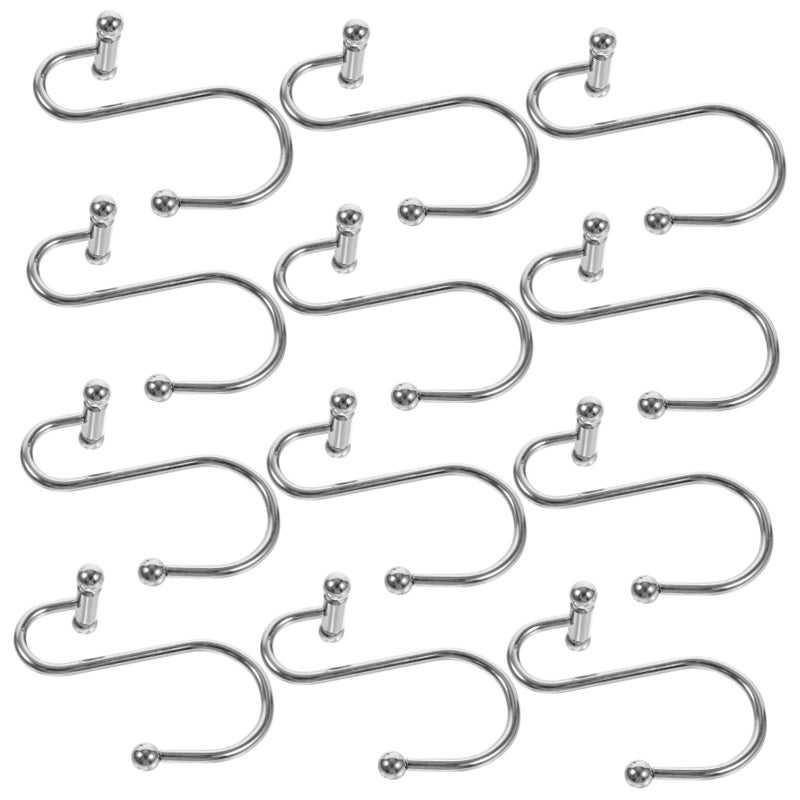 Shower Metal Curtain Hooks 12 Pack Rust Resistant Easy Install Bathroom - Image 2