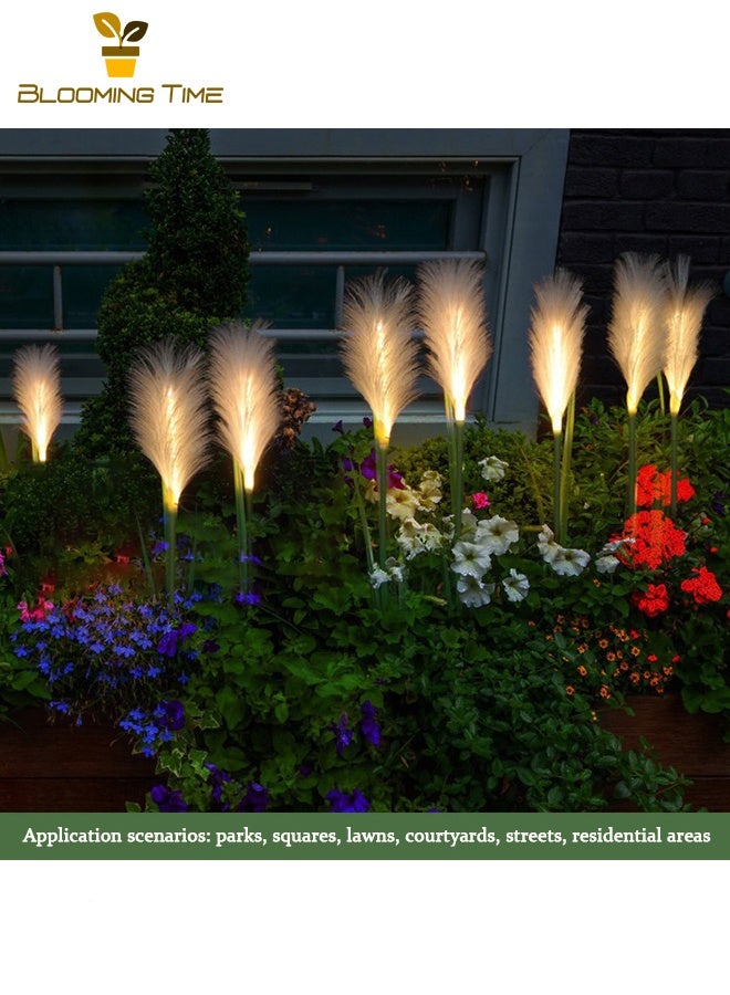 BLOOMING TIME Two Solar Fiber Optic Reed Lights, LED Ground Plug-In Lights, Outdoor Waterproof Dogtail Grass Lights, Simulation Reed Landscape Garden Decoration Lights, Puwei Lights - Image 1