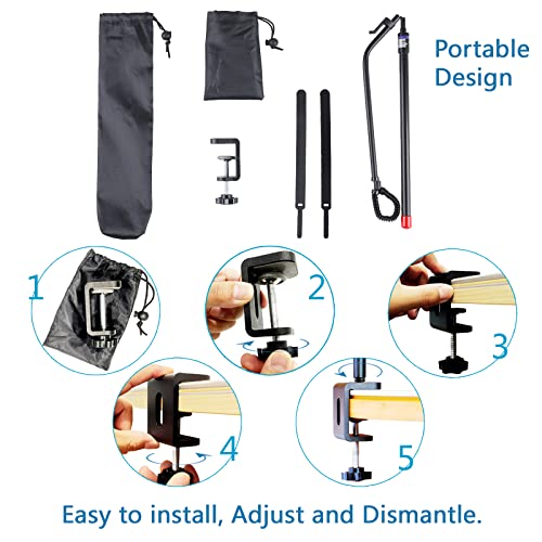 LONYEON CPAP Hose Holder - Prevent Leakage and Tangle with Height Adjustable, Removable and Rotatable - Hose Hanger Hook Organizer CPAP Accessories Supplies for Sleep, with C Clamp Base, Black - Image 4