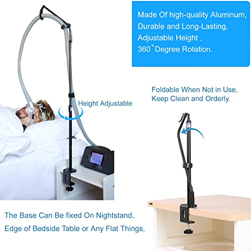 LONYEON CPAP Hose Holder - Prevent Leakage and Tangle with Height Adjustable, Removable and Rotatable - Hose Hanger Hook Organizer CPAP Accessories Supplies for Sleep, with C Clamp Base, Black - Image 2