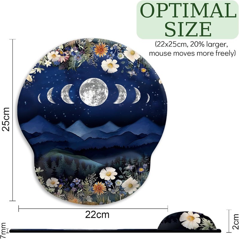 LIMKRIAN Ergonomic Mouse Pad with Wrist Rest, Moon Mountain Mouse Pad Wrist Support Gaming Mousepad with Non-Slip Pain Relief PU Base, Cute Office Desk Accessories Funny Home Decor Supplies - Image 4