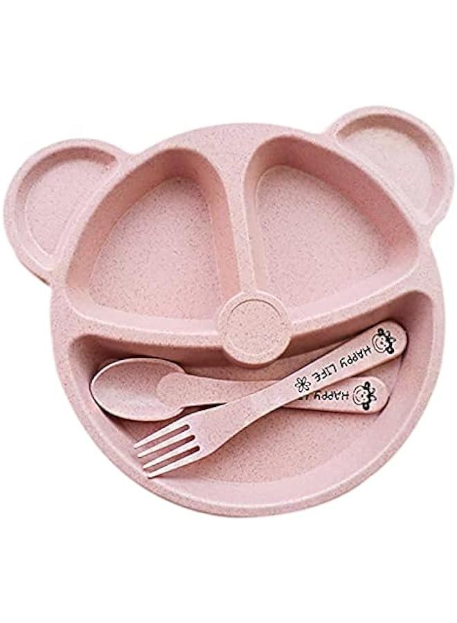 Bear Pink Organic Baby Wheat Plate Set - 1 Piece - Image 1