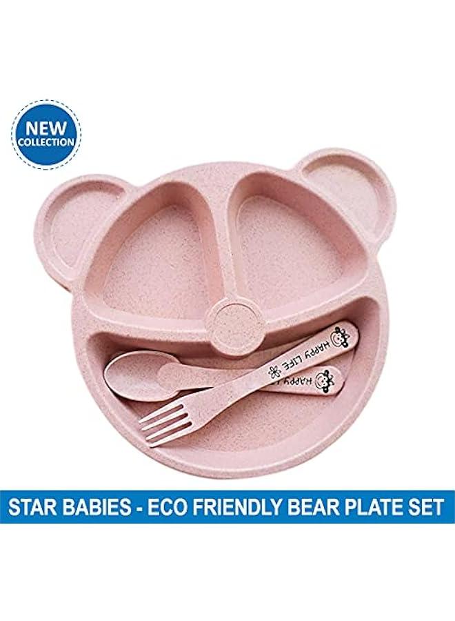 Bear Pink Organic Baby Wheat Plate Set - 1 Piece - Image 2