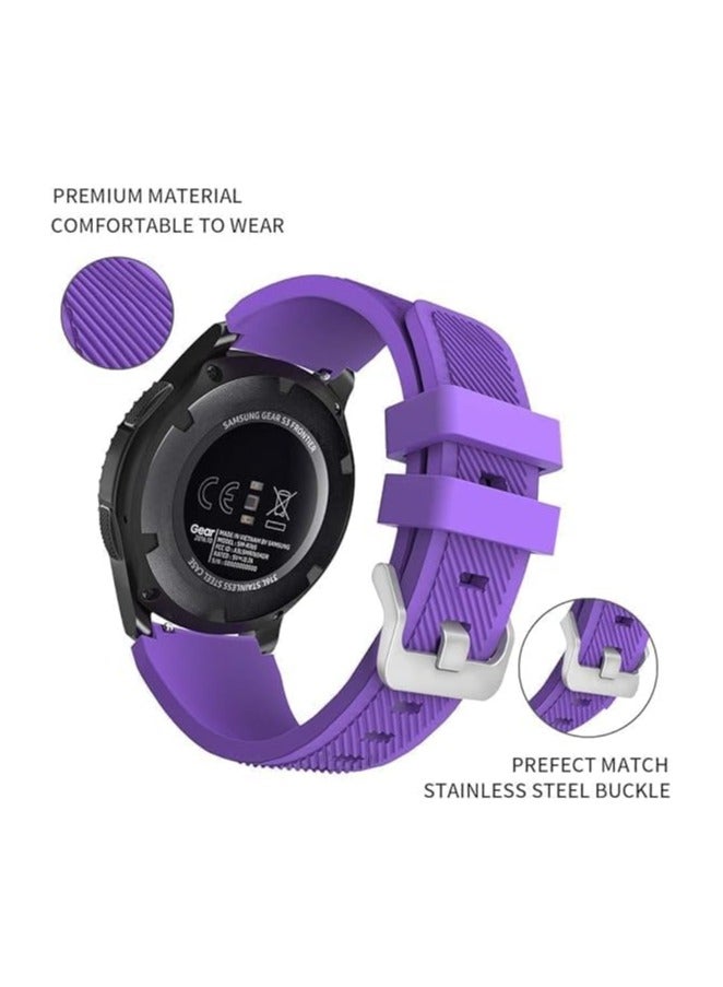 Elmo3ezz Strap Compatible with Samsung Galaxy Watch 3 45mm/Galaxy Watch 46mm/Gear S3 Frontier/Huawei Watch GT2 Pro/GT/GT2 46mm, 22mm Silicone Sport Replacement Band(purple) - Image 2