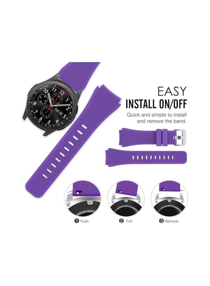 Elmo3ezz Strap Compatible with Samsung Galaxy Watch 3 45mm/Galaxy Watch 46mm/Gear S3 Frontier/Huawei Watch GT2 Pro/GT/GT2 46mm, 22mm Silicone Sport Replacement Band(purple) - Image 3