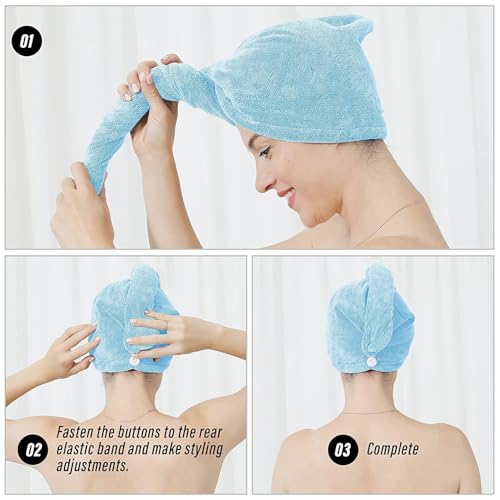 HOMETIC Quick Turban Hair-Drying Absorbent Microfiber Towel/Dry Shower Caps/Bathrobe Hat/Magic Hair Wrap for Women (Multi Color)(Set of 1) - Image 5