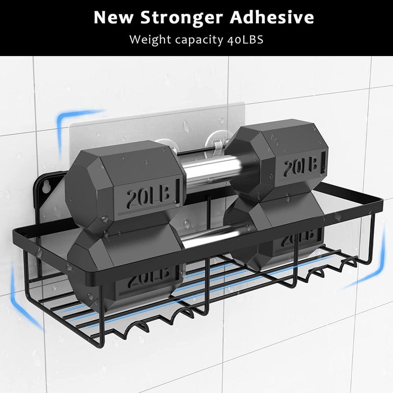 2 Pack Adhesive Shower Caddy with 2 Soap Dishes - Wall Mounted Shower Organizer - Image 4