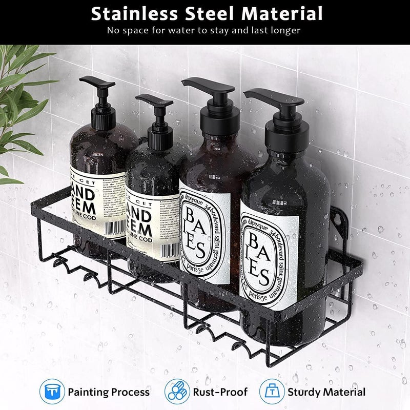 2 Pack Adhesive Shower Caddy with 2 Soap Dishes - Wall Mounted Shower Organizer - Image 3